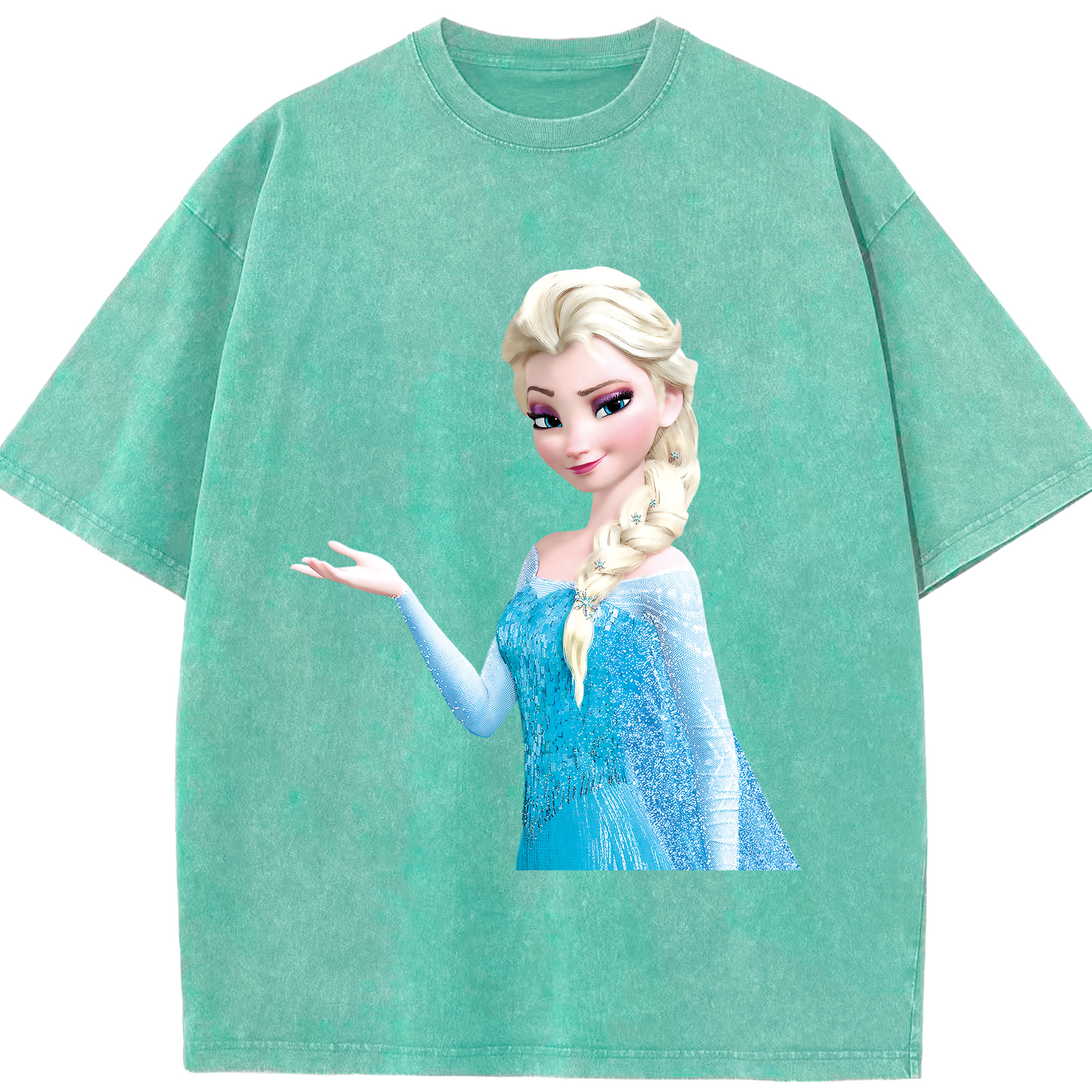 （画像用） アナと雪の女王 アンナ エルサ Frozen Anna Elsa 綿100% ヴィンテージ風 半袖Tシャツ（フロントプリント）